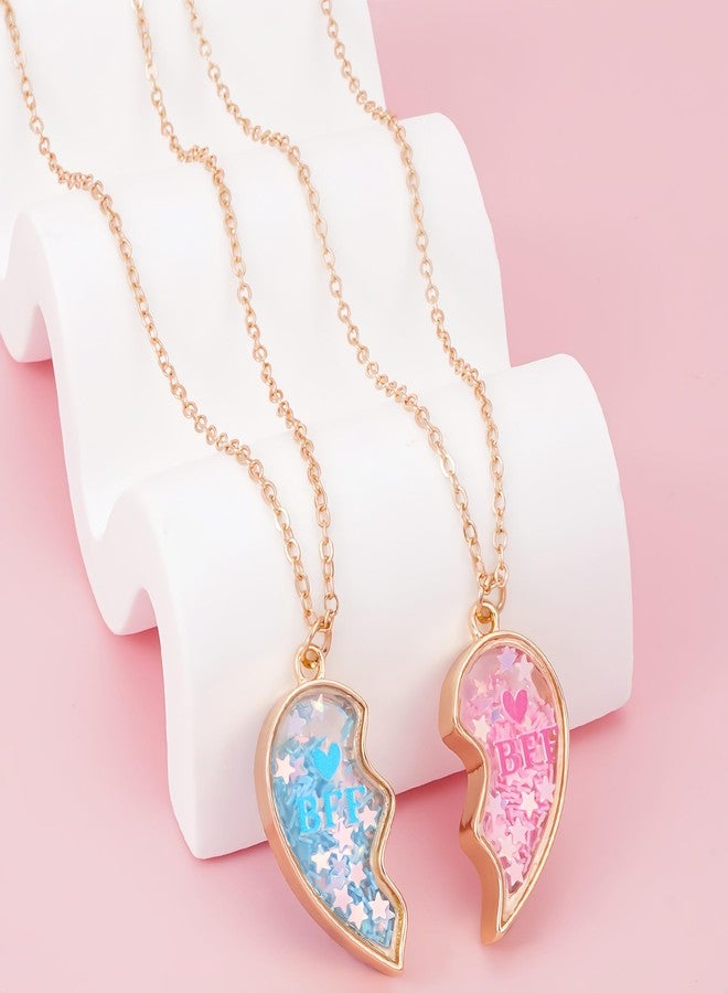 DOYYCA Best Friend Necklace Gifts Matching Locket Heart BFF Friendship Necklace for 2 (Pink Blue) - Image 4